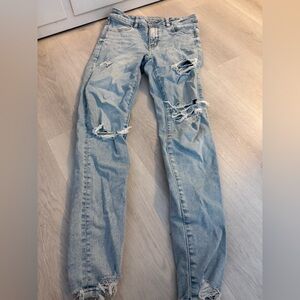 American Eagle Outfitters Light Blue Distressed Skinny Jeans